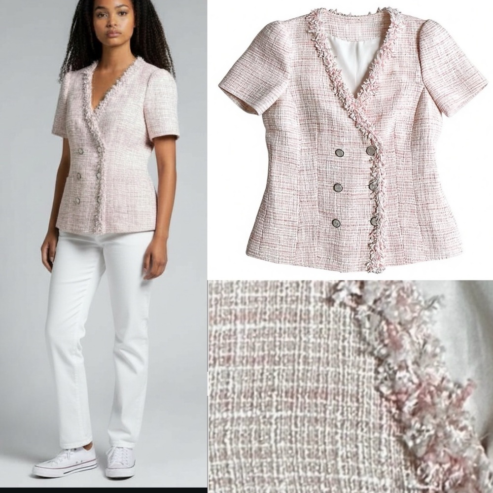 central park west New York City tweed pink maizie  blazer jacket size S Small - Picture 11 of 13